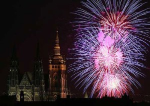 Fuochi d'artificio di capodanno a Praga