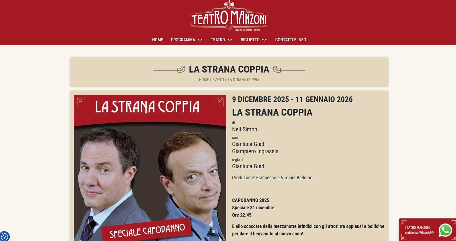 Capodanno Teatro Manzoni Roma Capodanno Teatro Manzoni Roma